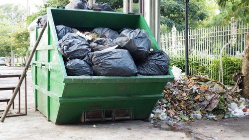 Segregated hazardous materials containers at a clearance site